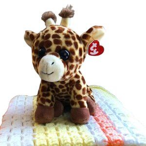 Two Items: Baby Blanket & NWT Velve Ty Giraffe "Peaches" Plush 10" Stuffed Toy